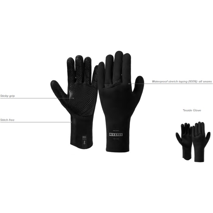 2025 Mystic Crest 1.5mm 5 Finger Hybrid Handschuhe 35015.250082 - Black